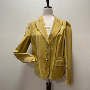 Vintage Y2K Cami NYC Western Cutouts Scalloped Edge Leather Jacket Size 16